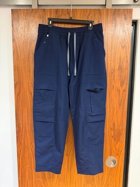 Women’s High Waisted  Zamora FIGS Navy Blue Jogger Scrub Pants with Drawstring